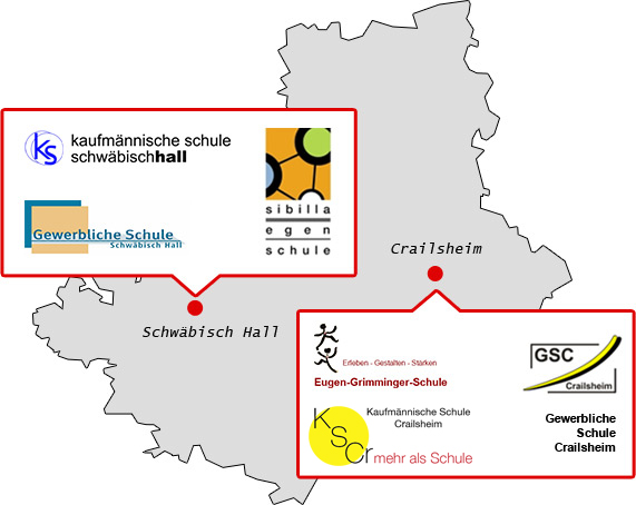 Karte des Landkreis Schw�bsich Hall